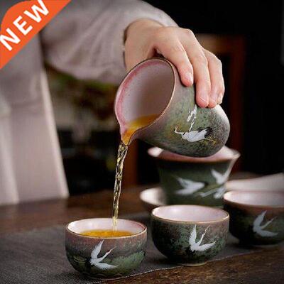 2pcs/set Handmade Crafts Drinking Supply Tea Cup Set Crane