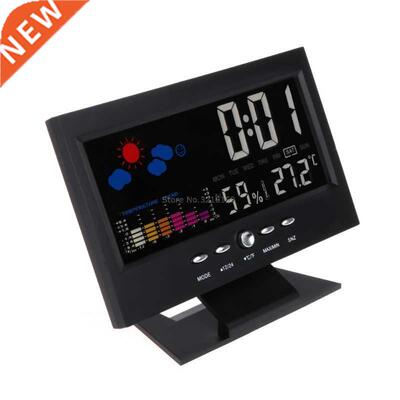 For LCD Hygrometer Alarm Clock Calendar Colorful Display Sou