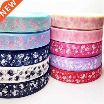 suoja 5/20meters/lot 25mm Cartoon Butterfly Ribbons Printed