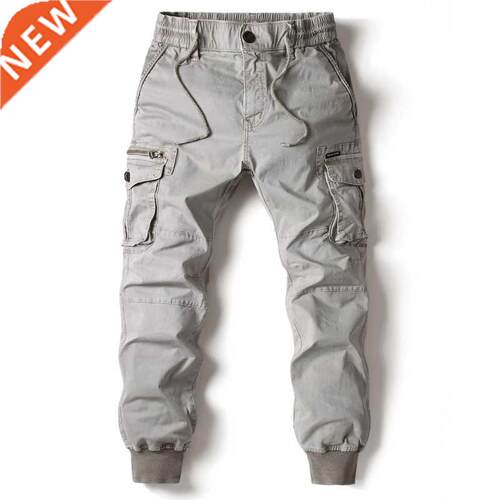Cargo Pants Men Jogging Casual Pants Cotton Full Length Mili