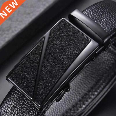 Men's Belt Cow Leather business Automatic Buckle Black Genui