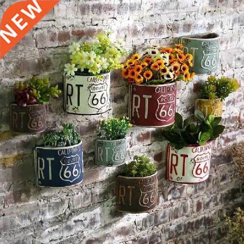 American Style Vintage Cement Flower Pot Wall-Mounted Bar