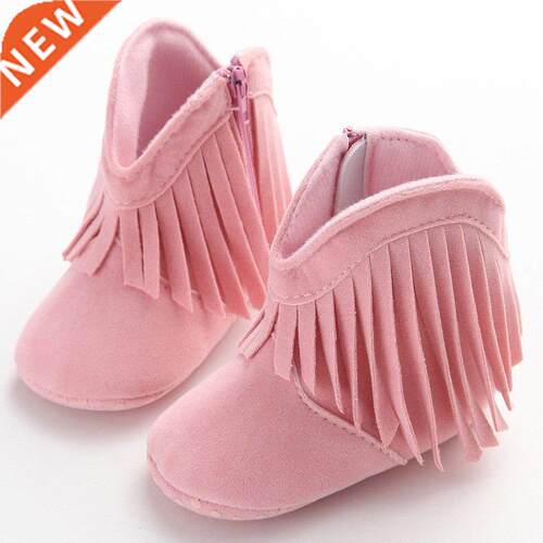Moccasin Baby Kids Girls Solid Fringe Boots Shoes Infant Sof