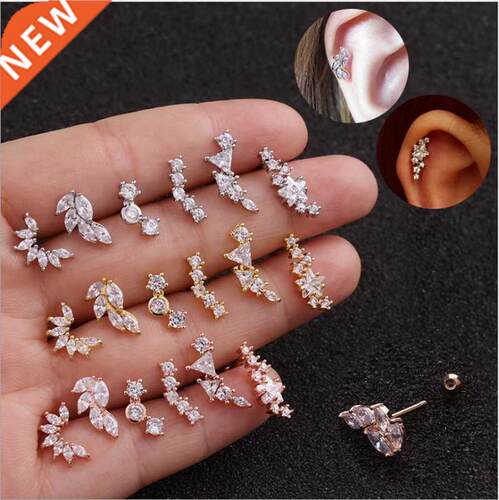 1 Piece Stainless Steel Ear Piercing Stud Cz Star Butterfly