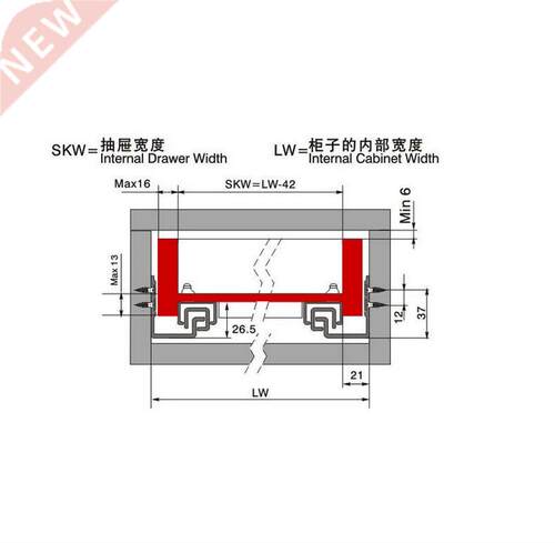 Under Mount Single Extension Drawer Slide Soft Close 3/4 Ext