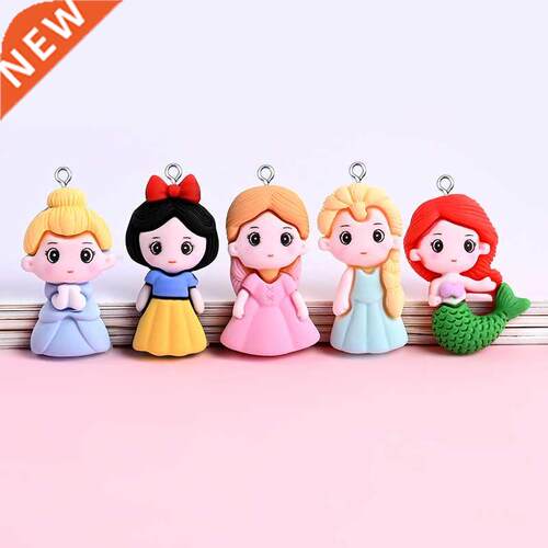 10pcs Cute Cartoon Princess Resin Charms For Earring Keychai