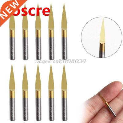 10Pcs 15 Degree 0.1mm Titanium Coated Carbide PCB Engraving
