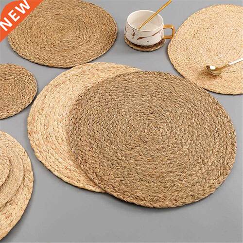 Kitchen Desk Mat Corn Water Grass Handmade Weave Round