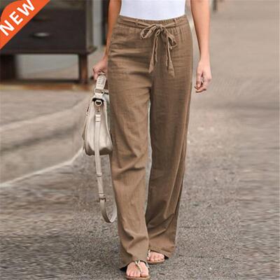Summer Women's Elastic Waist Solid Color Trousers Thin Secti