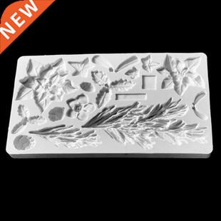Christms Flower Shped Lef Fondnt Cke Silicone Mteril