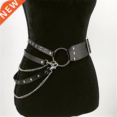 Fashion Women Gothic Punk Waist Belt Chain Metal Circle Ring