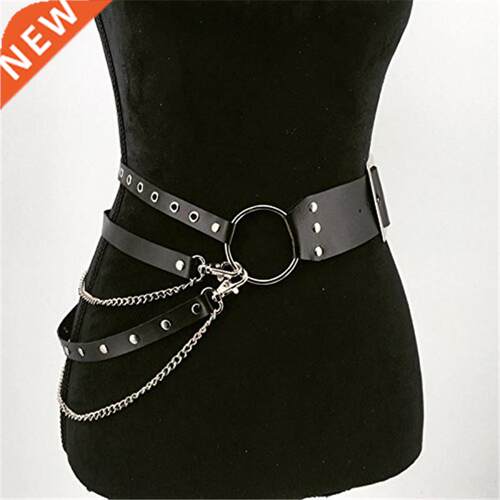 Fashion Women Gothic Punk Waist Belt Chain Metal Circle Ring
