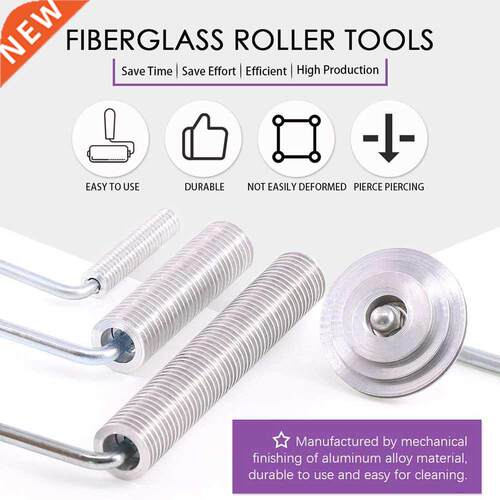 8Pcs Aluminum Alloy Fibreglass Roller Set Bubble Roller Glov