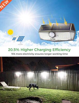 LITOM 120 LED Solar Power Wall Light Motion Sensor Waterproo