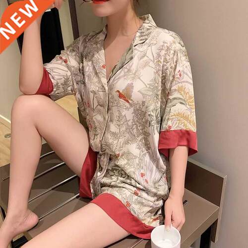 2 Piece Women Set Spring Summer Short Sve Pajamas for Wom