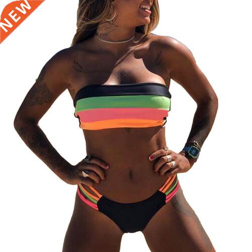 50% Hot Sale Women Padded Wireless Strapless Tube  Stripe