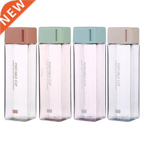 Square Clear Water Bottle 480ml Fruit Water Drink Cup Heat