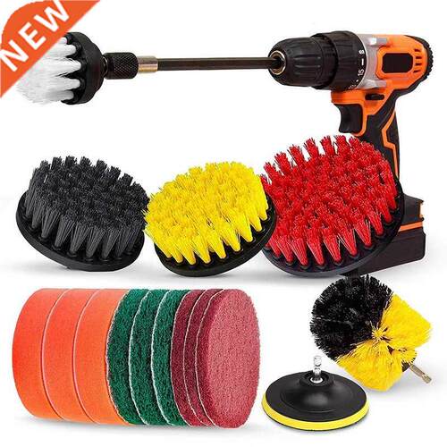 Drill Brush Set, Extend Long ttchment, Scrub Pds, Sponge,