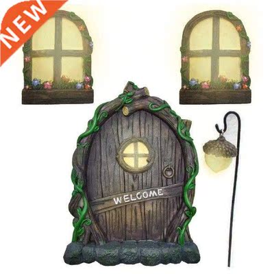 Resin Luminous Welcome Door Miniature Fairy Elf Windows