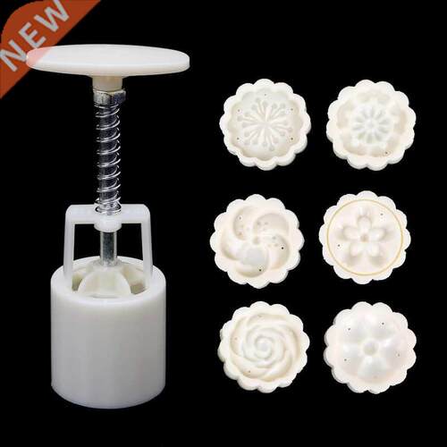 L9NB 6 Rose Flower Stamps Moon Cake Decor Mould Round