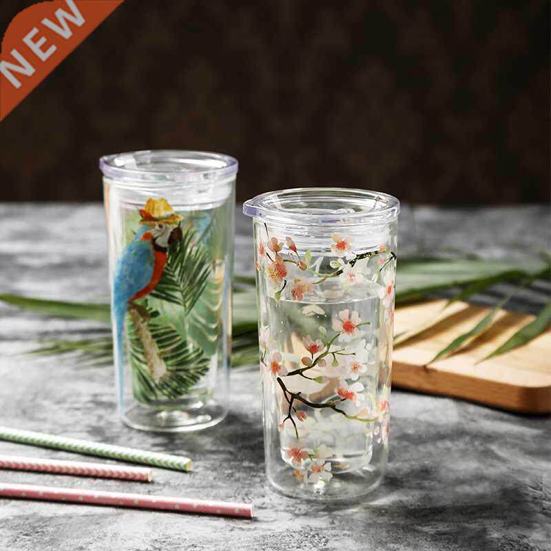 double-glazed water cup large capacity with cover