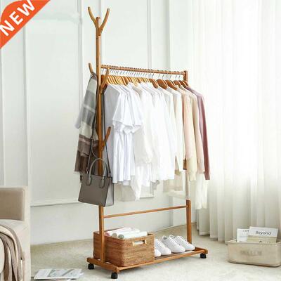 Types Bamboo Rail Clothes Rack Garment Storage Closet Orga