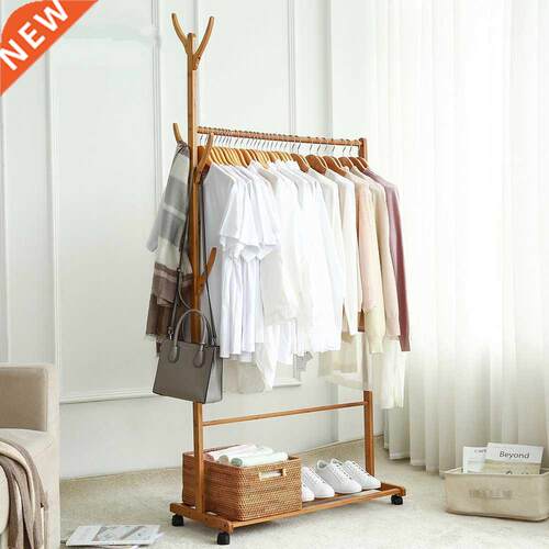 Types Bamboo Rail Clothes Rack Garment Storage Closet Orga