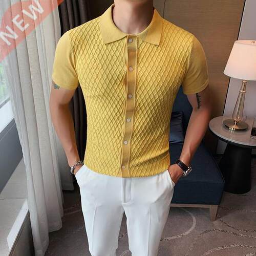 Men Knitwear New Design Summer Short Sleeve Thin Fashion Bl