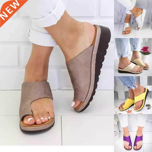 Women Summer Sandals Comfy Platform Flat Shoes Sole Lades C