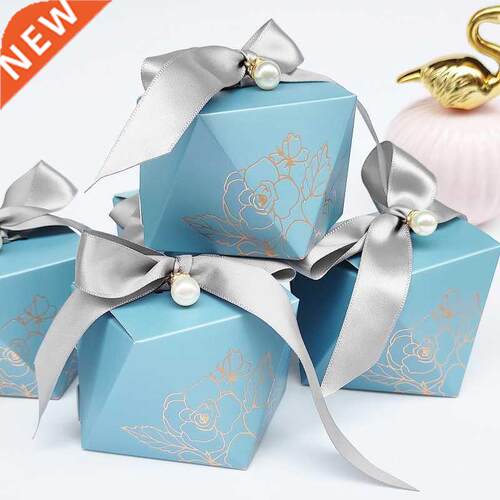 Gift Box Diamond Blue Paper Candy Box Wedding Favors for Gue