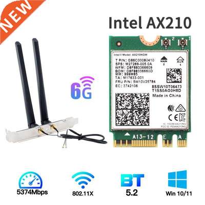 Tri Band 5374Mbps Wifi 6E Intel AX210 M.2 Wifi Wireless Card