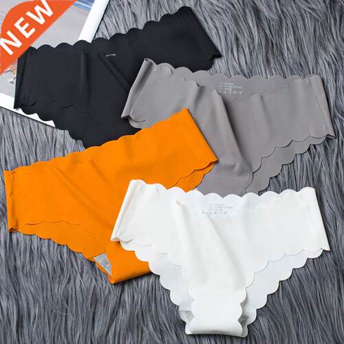 1Pcs Pure Color Ice Panties Slip Silk Female Ruffle Underpan