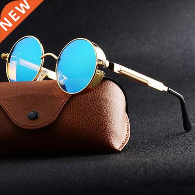 Classic Gothic Steampunk Style Round Sunglasses Men Women Br
