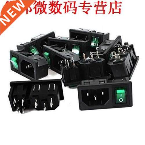 10pcs Groene Lamp 3 P Tuimelschakelaar IEC320 C14 Power Conn