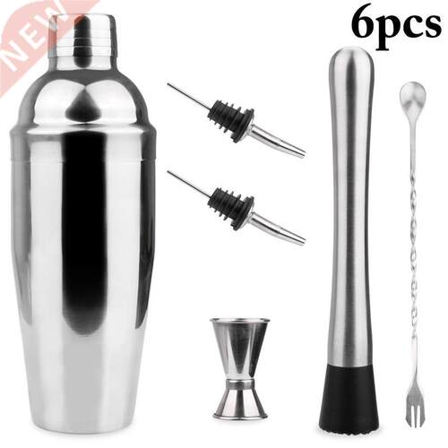 6PCS Steel Cocktail Shaker Mixer Wine Martini Boston Shaker