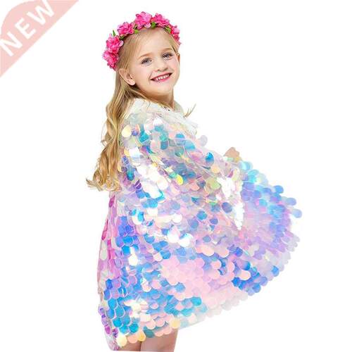 Fashion Glitter Multicolor Sequins Shawl Shiny Girls Cloak