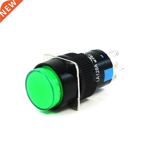 AC 250V 5A SPDT 1NC 5 Pins Latching Green Push Button Sw