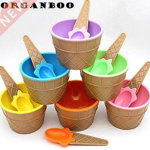ORGANBOO Plastic Dessert Bowl Container Set Ice Cream Cup