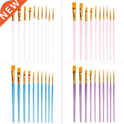 10pcs Artist Paint Brushes Set Nylon Hair Plastic Handle fo