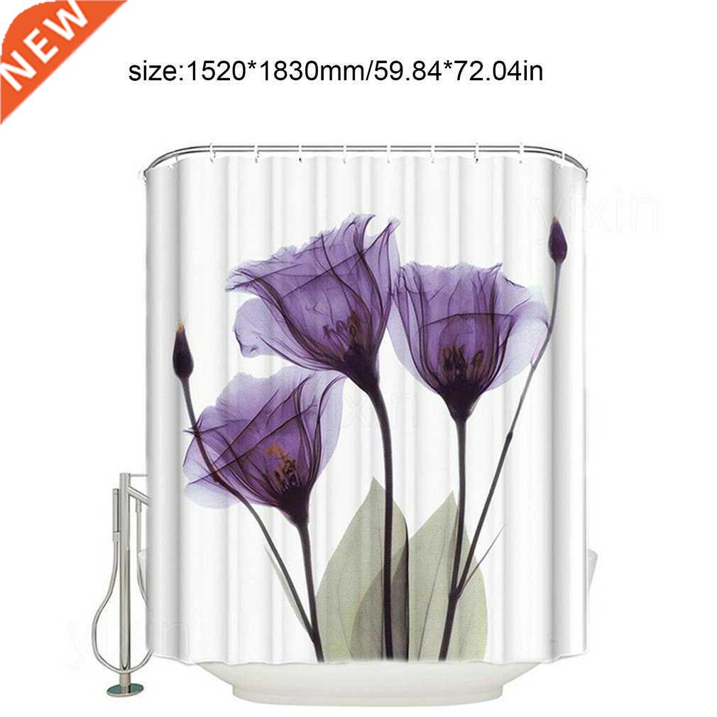 New Clear Printing Shower Curtain Waterproof White Bath