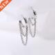Silver Double Earrings 925 Hoop erling Tassel Real Layer