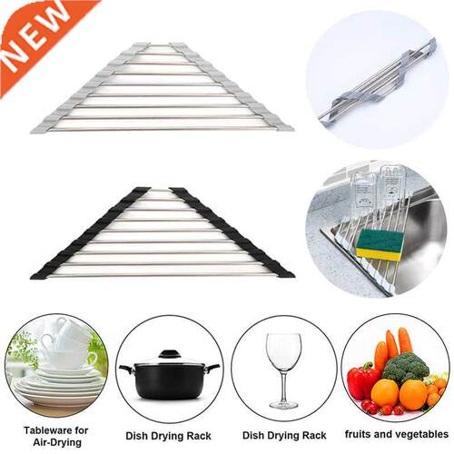 Foldable Roll Up Triangle Dish Drying Rack Kitchen Sink