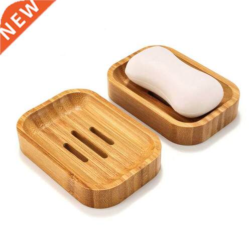 Set Of 2 Natural Wood Bamboo Soap Dish Tray Holder Handmade