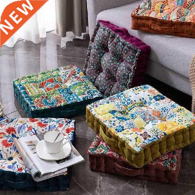 Velvet Square Seat Floor Cushon Pllow Bay Wndow Pouf