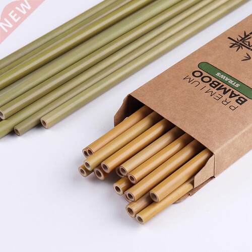 10pcs Bamboo Straws Biodegradable Reusable Straws with