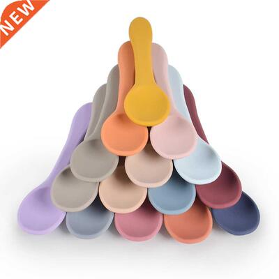 Baby Learning Spoon Baby Soft Silicone Spoon Candy Cor Saf