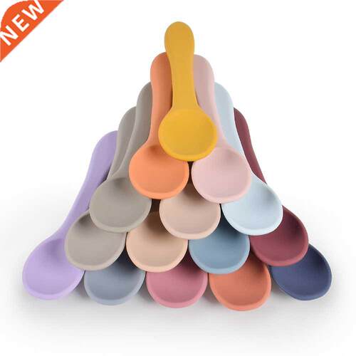 Baby Learning Spoon Baby Soft Silicone Spoon Candy Cor Saf
