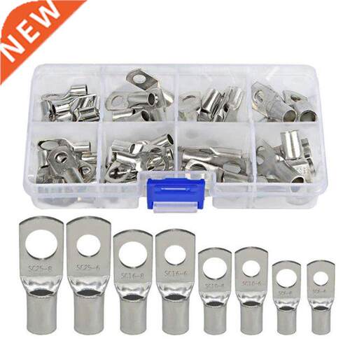 60PCS SC Series Heavy Duty Wire Lugs, Bare Tinned Copper Rin