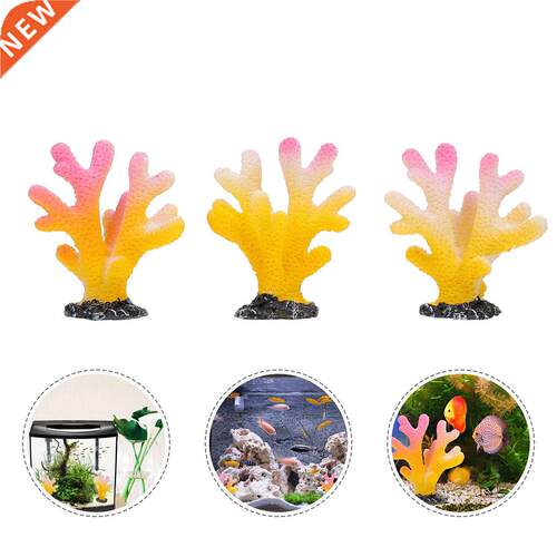 3Pcs Aquarium Coral Ornament Lifelike Resin Coral Reef Fish