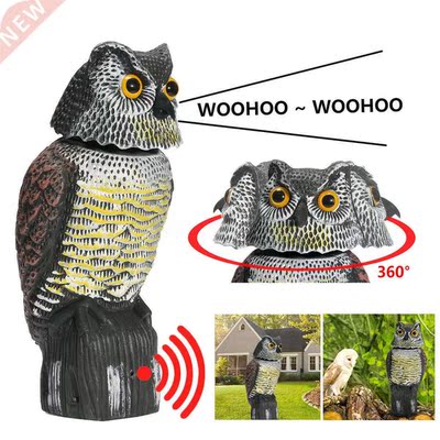 Realistic ird Scarer Plastic Owl Scarecrow with Rotating He